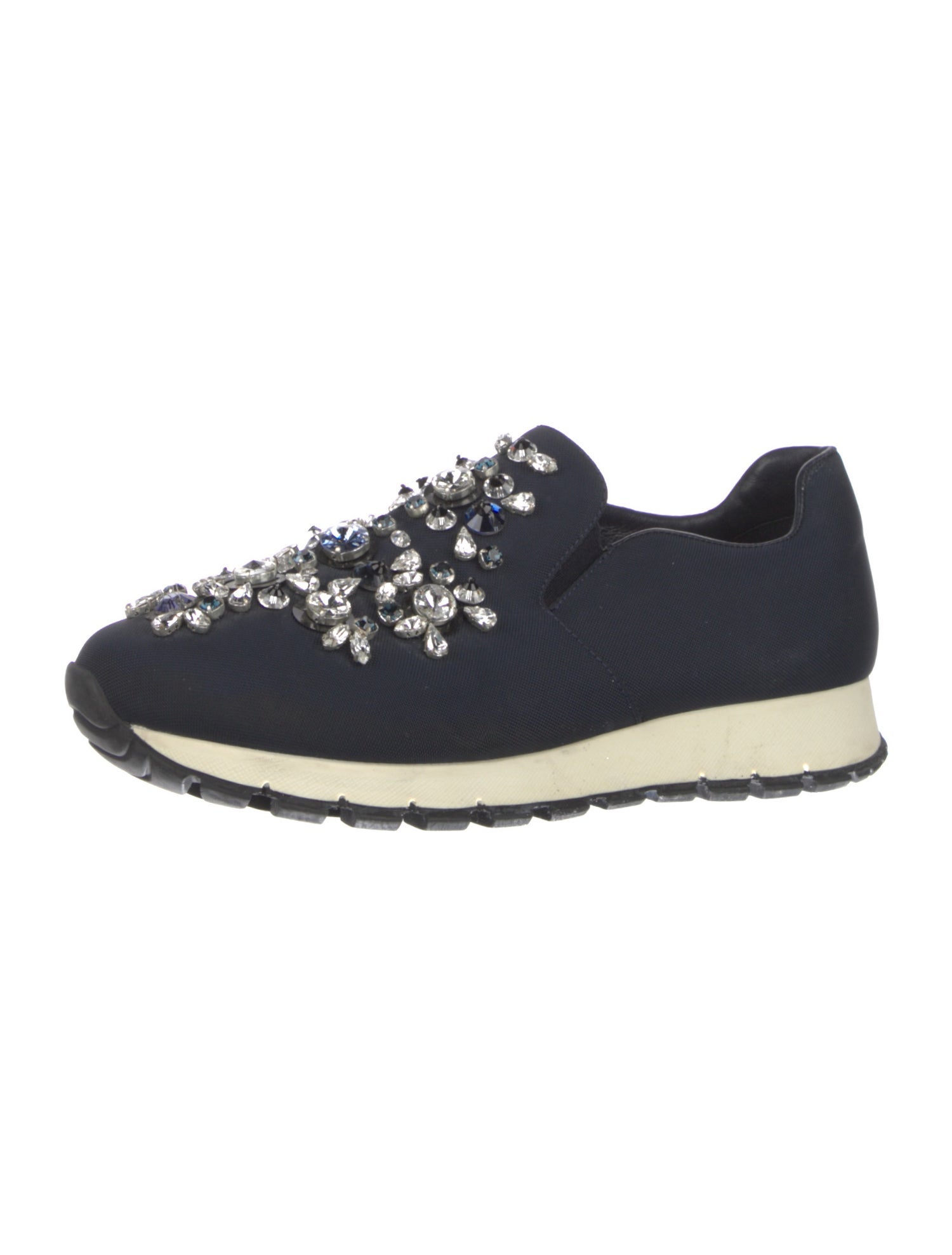Prada Canvas Crystal Embellishments Sneakers