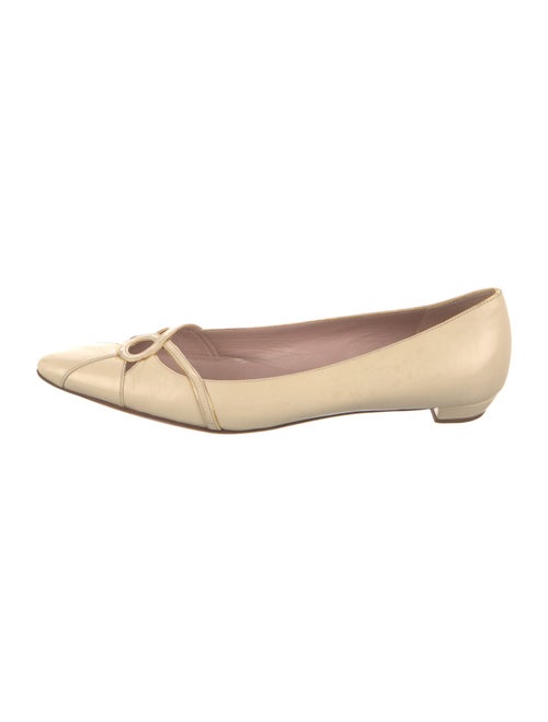 Prada Leather Cutout Accent Ballet Flats