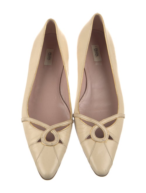 Prada Leather Cutout Accent Ballet Flats