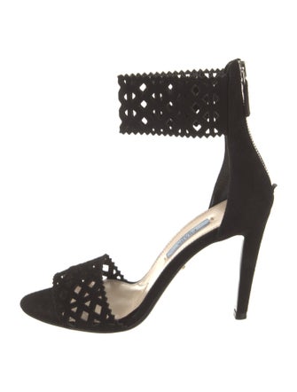 Prada Suede Leather Trim Embellishment Sandals