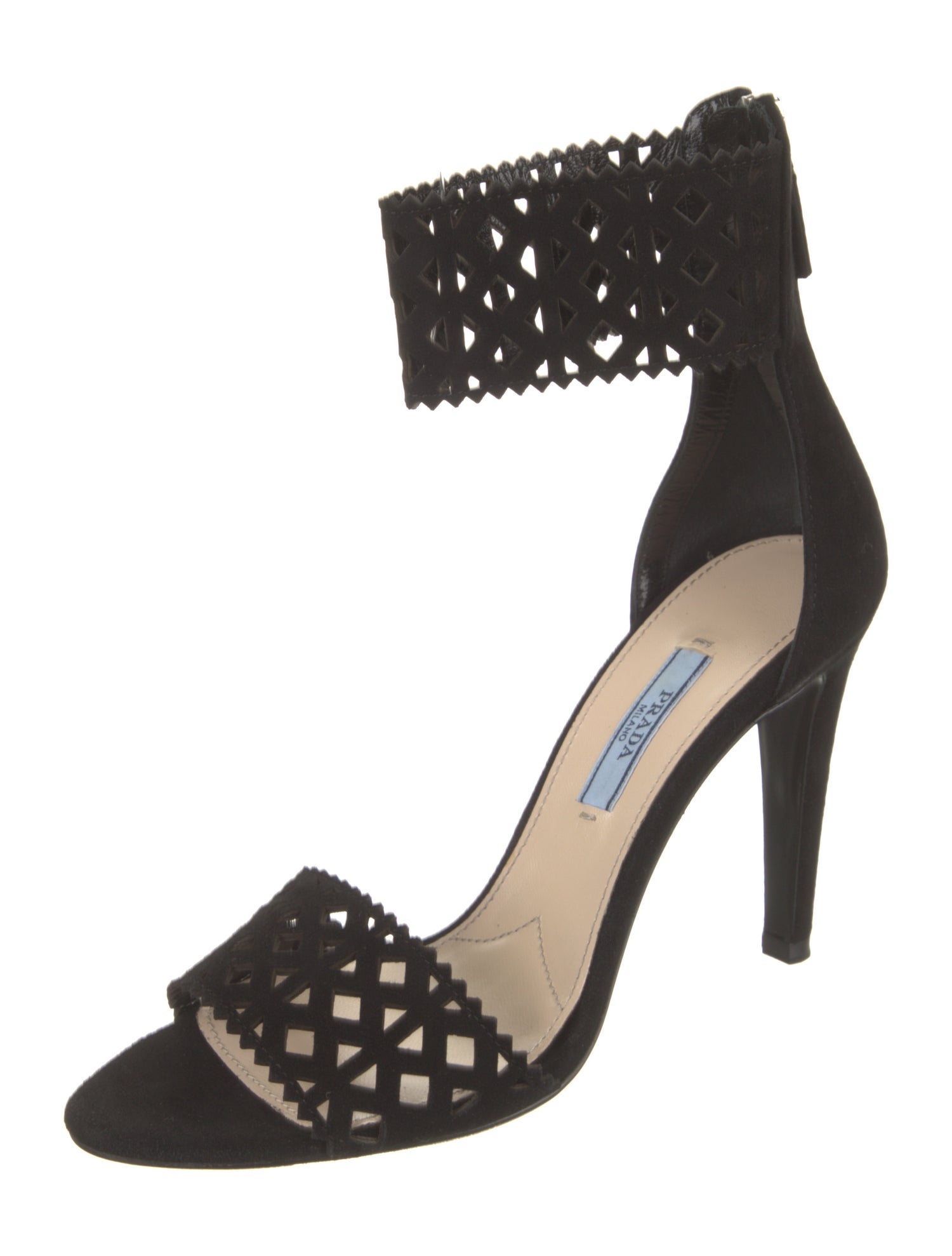 Prada Suede Leather Trim Embellishment Sandals