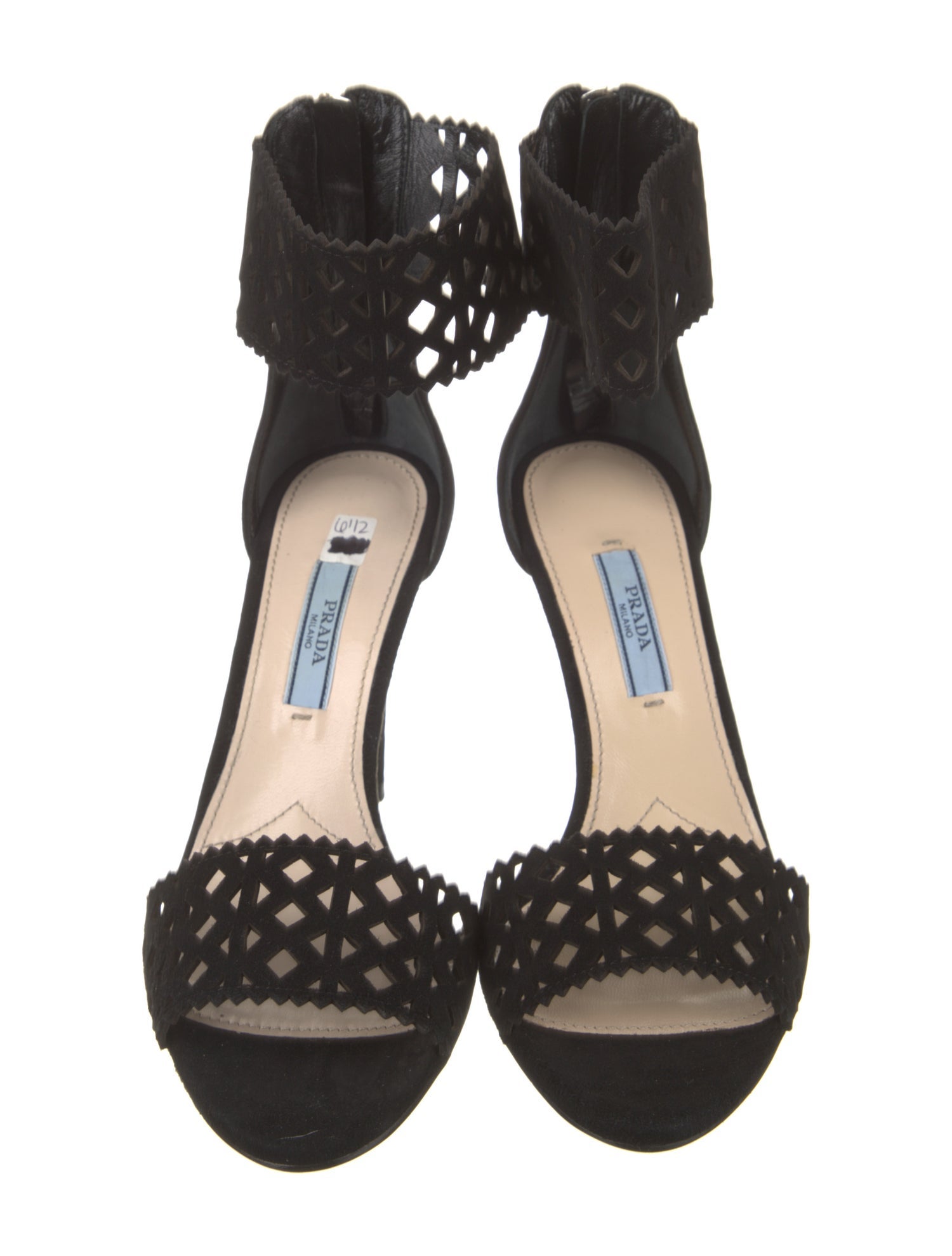 Prada Suede Leather Trim Embellishment Sandals