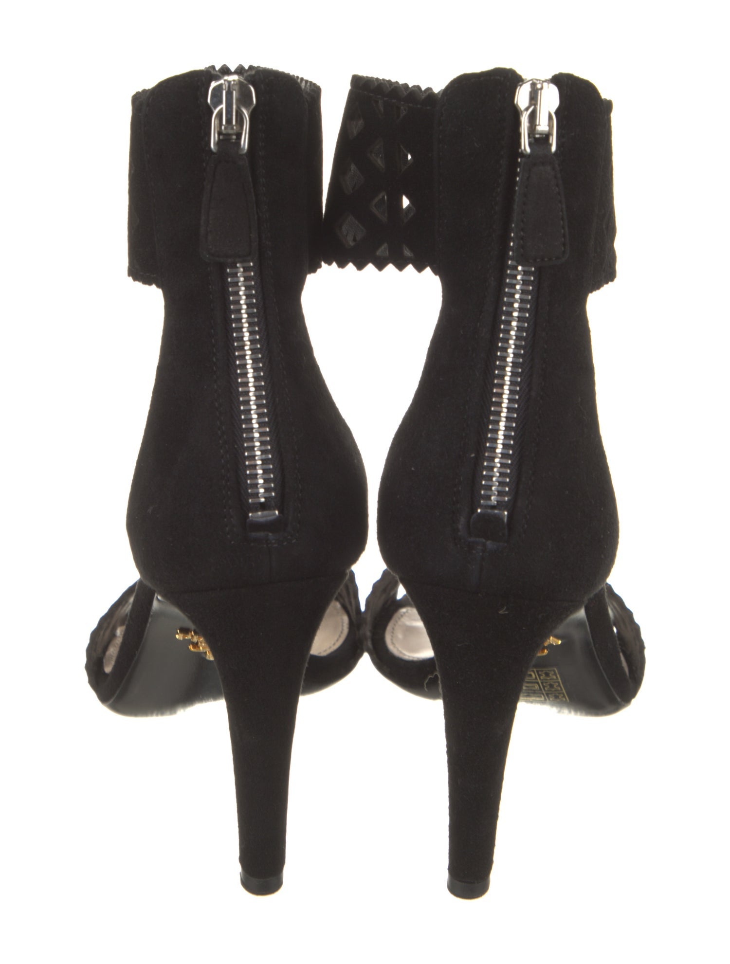 Prada Suede Leather Trim Embellishment Sandals