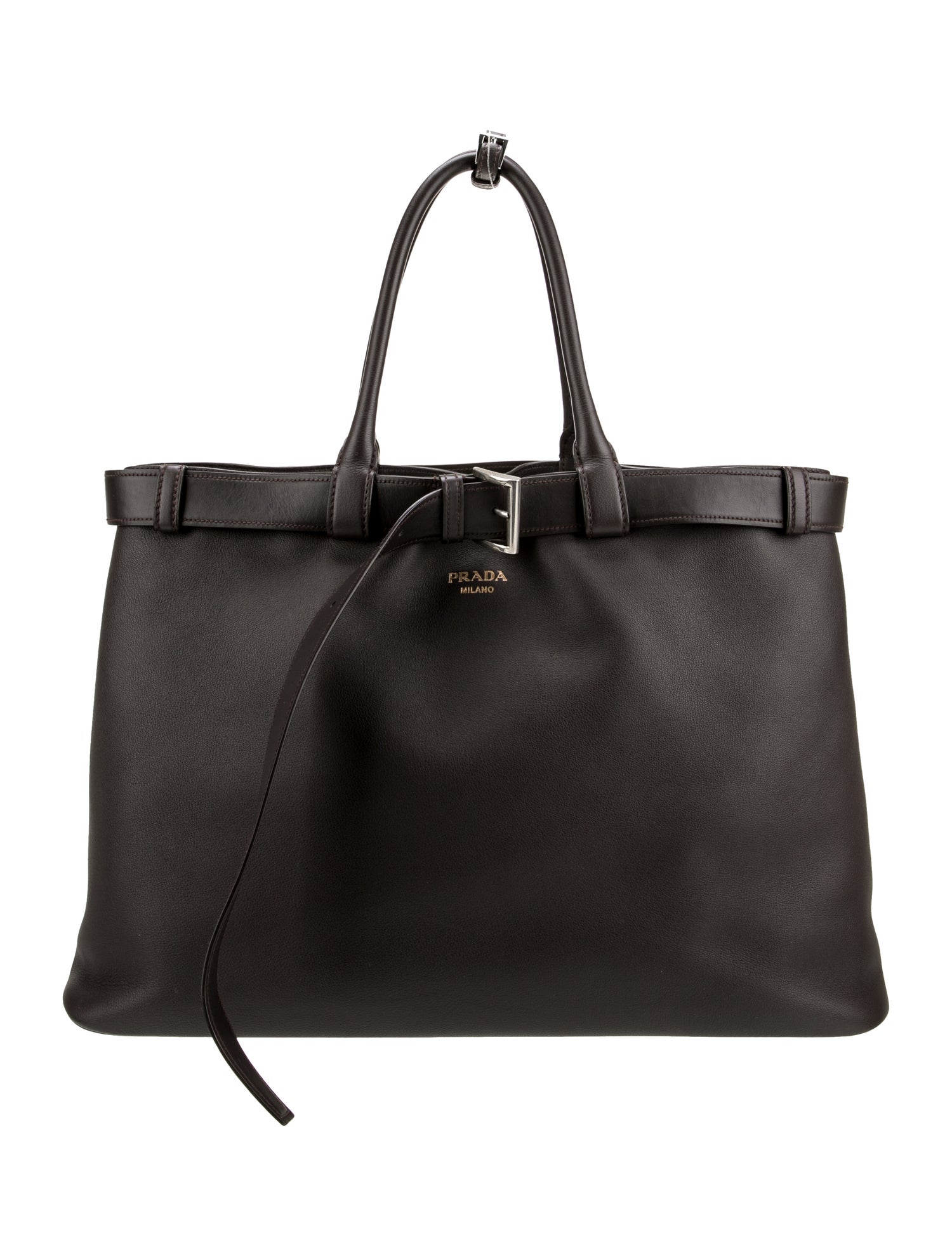 Prada Soft Calf Leather Buckle Bag w/Belt Large