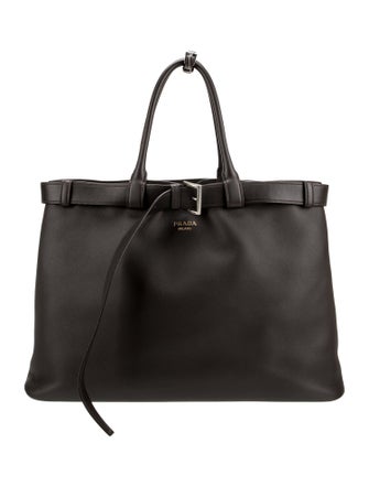 Prada Soft Calf Leather Buckle Bag w/Belt Large