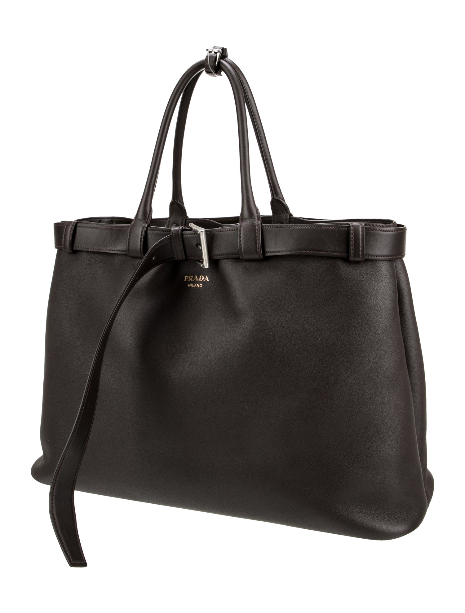 Prada Soft Calf Leather Buckle Bag w/Belt Large