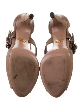 Prada Leather Cutout Accent Sandals