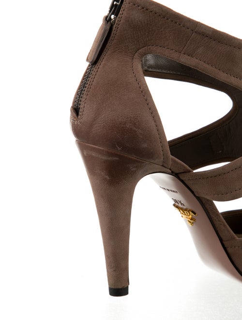 Prada Leather Cutout Accent Sandals