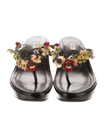 Prada Patent Leather T-Strap Sandals