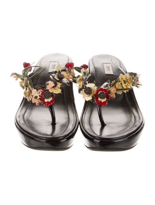 Prada Patent Leather T-Strap Sandals