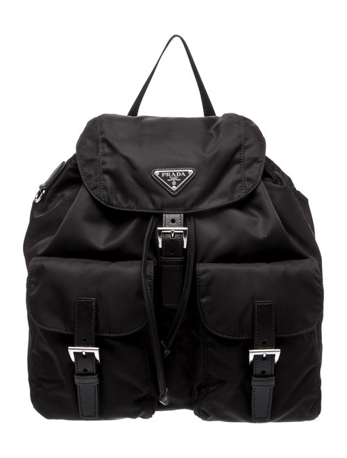 Prada Enameled Metal Triangle Backpack