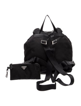 Prada Enameled Metal Triangle Backpack