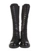Prada Enameled Metal Triangle Nylon Combat Boots