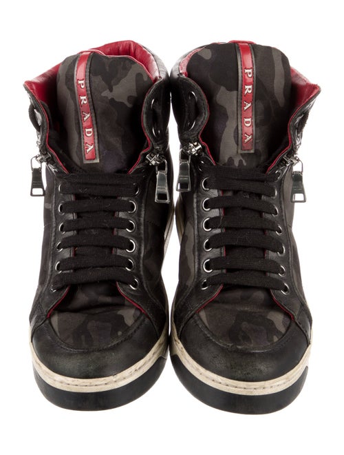 Prada Sport Nylon Printed Wedge Sneakers