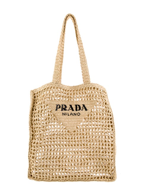 Prada Raffia Grass Logo Tote