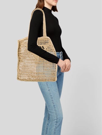 Prada Raffia Grass Logo Tote