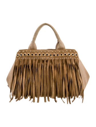 Prada Enameled Metal Triangle Top Handle Bag