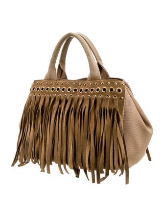 Prada Enameled Metal Triangle Top Handle Bag