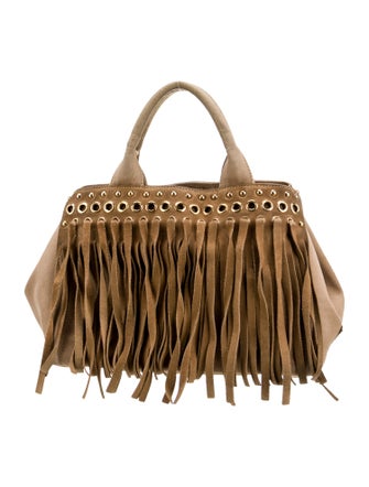 Prada Enameled Metal Triangle Top Handle Bag