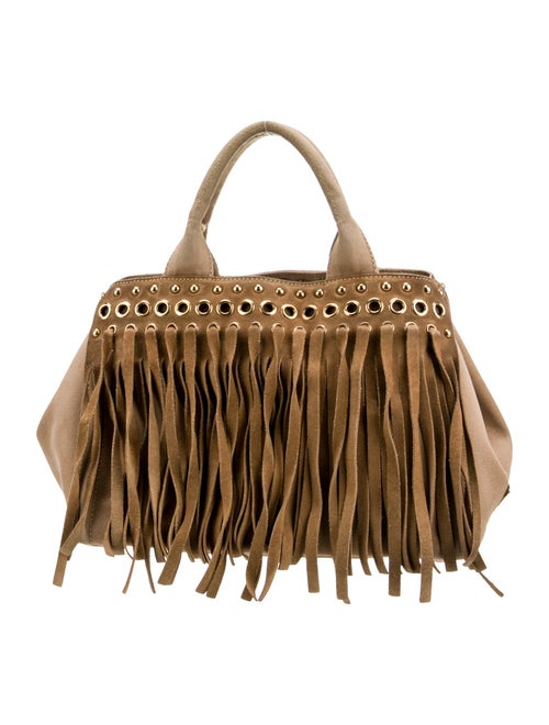 Prada Enameled Metal Triangle Top Handle Bag