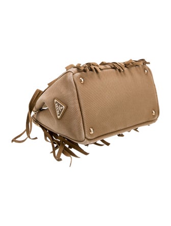 Prada Enameled Metal Triangle Top Handle Bag