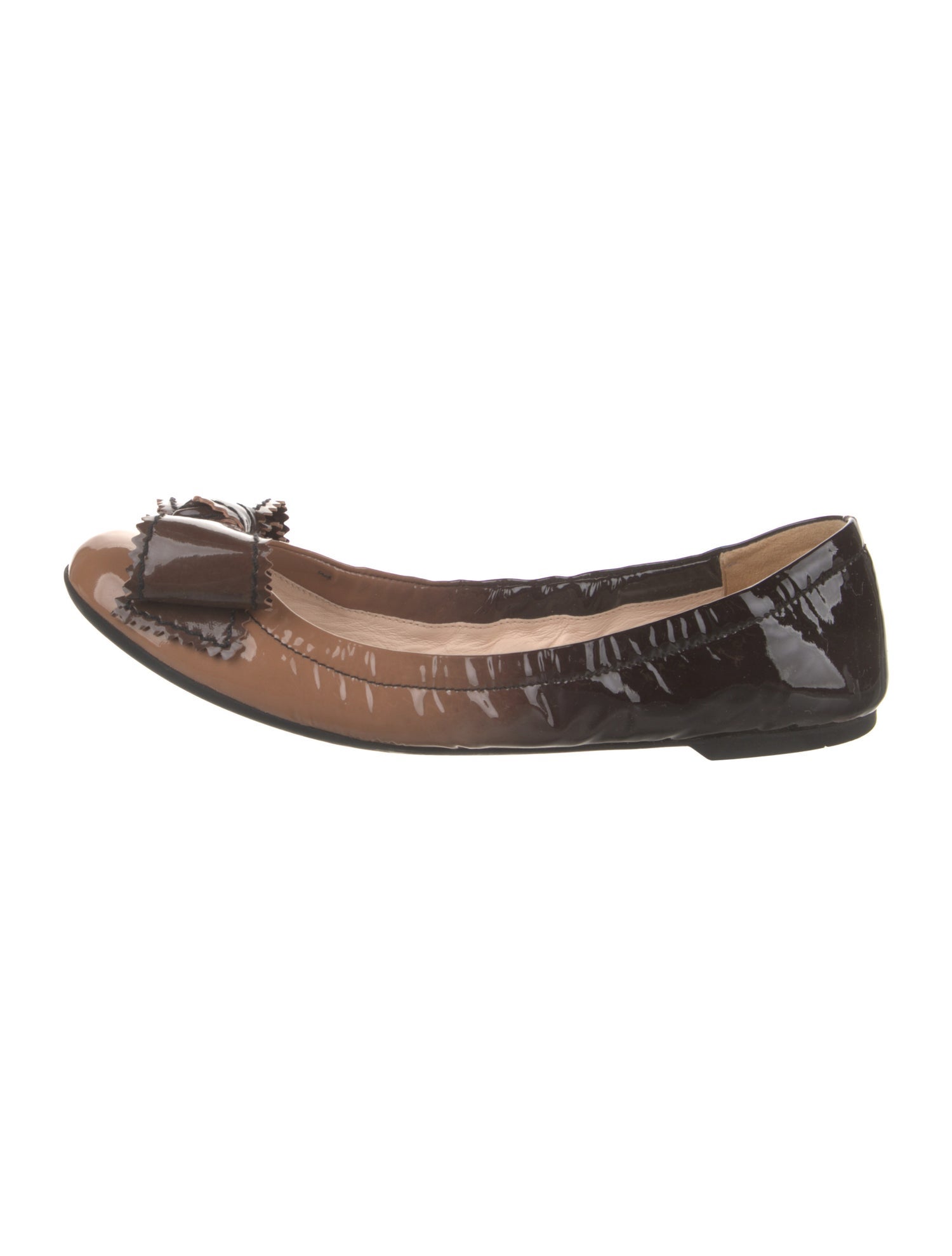 Prada Patent Leather Colorblock Pattern Ballet Flats