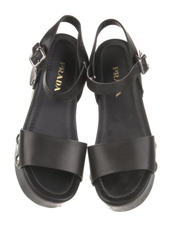 Prada Leather Studded Accents Sandals