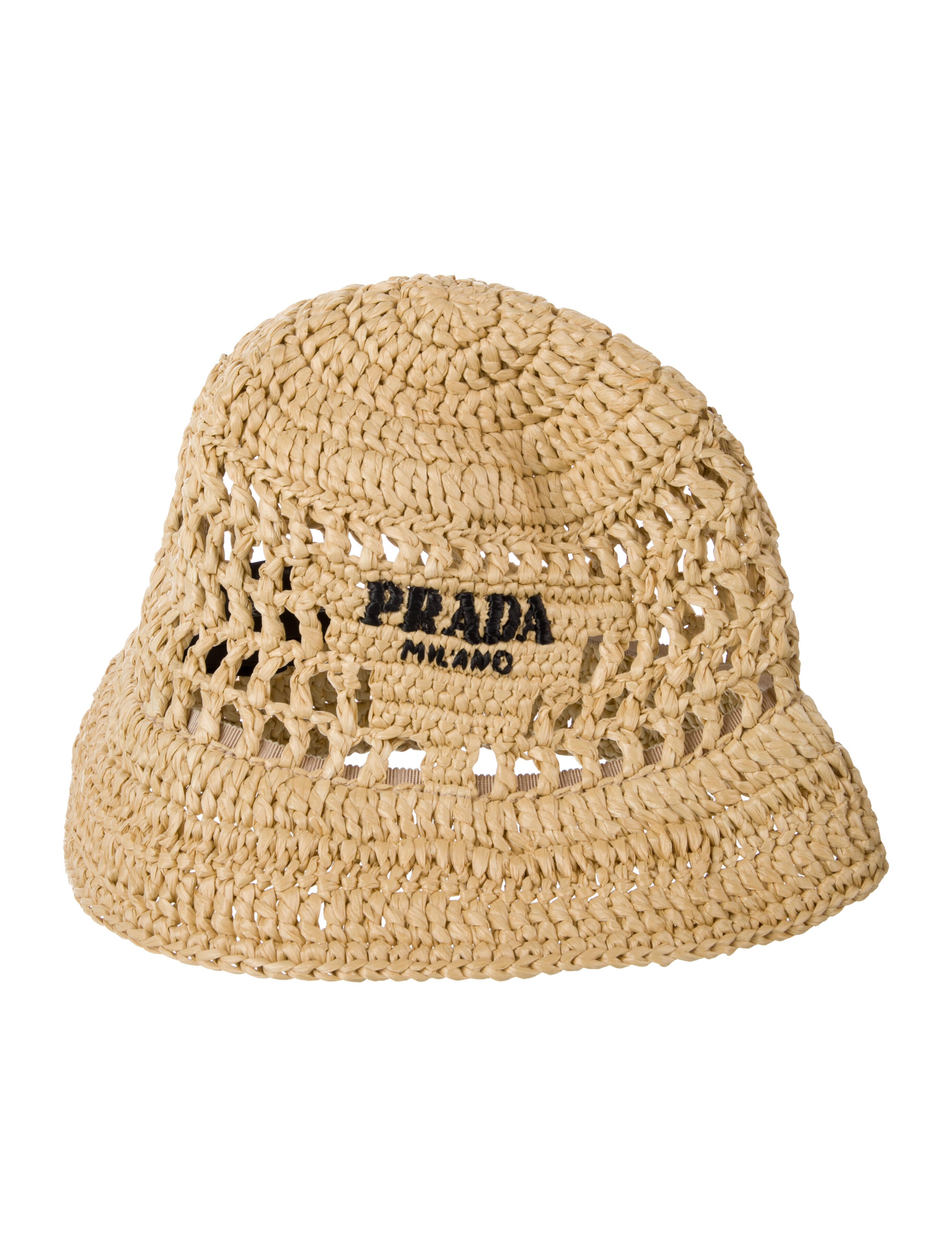 Prada Raffia Logo Bucket Hat