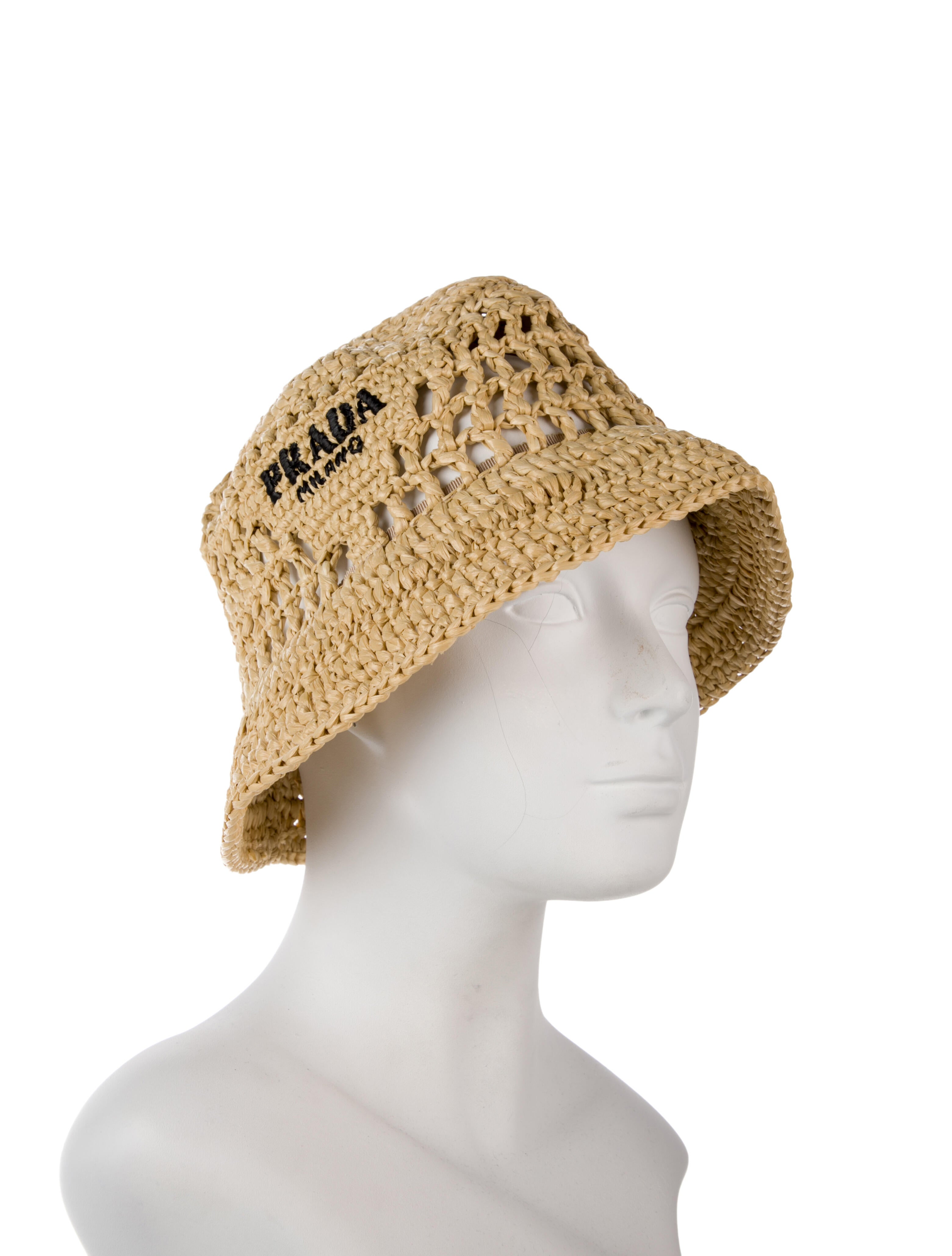 Prada Raffia Logo Bucket Hat