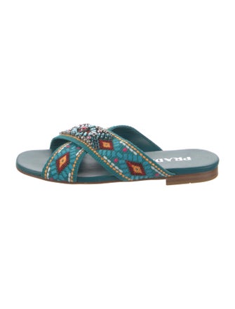 Prada Printed Crystal Embellishments Slides