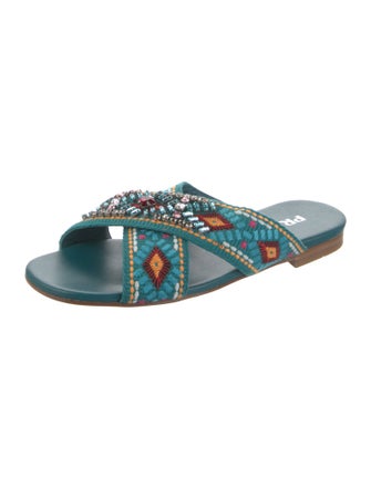 Prada Printed Crystal Embellishments Slides