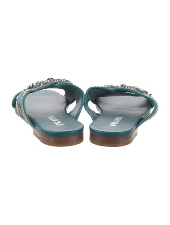 Prada Printed Crystal Embellishments Slides