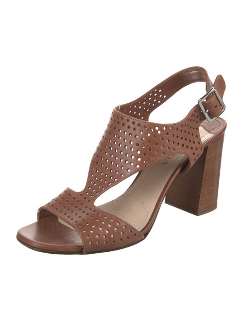 Prada Leather Lasercut Accents Slingback Sandals