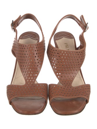 Prada Leather Lasercut Accents Slingback Sandals