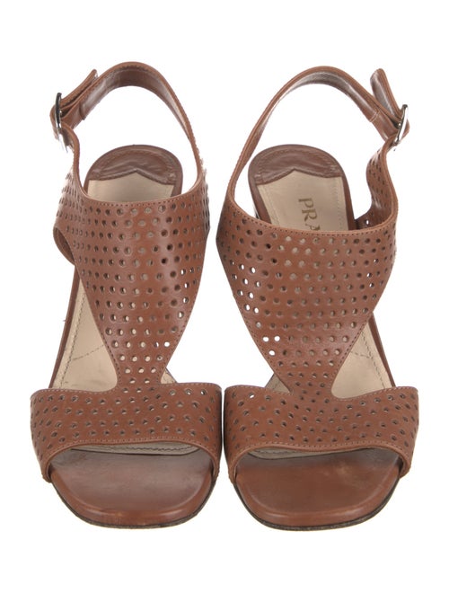 Prada Leather Lasercut Accents Slingback Sandals