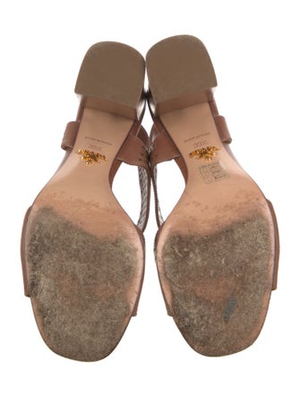 Prada Leather Lasercut Accents Slingback Sandals