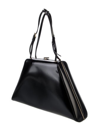 Prada Enameled Metal Triangle Top Handle Bag
