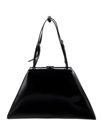 Prada Enameled Metal Triangle Top Handle Bag