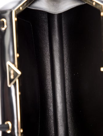 Prada Enameled Metal Triangle Top Handle Bag