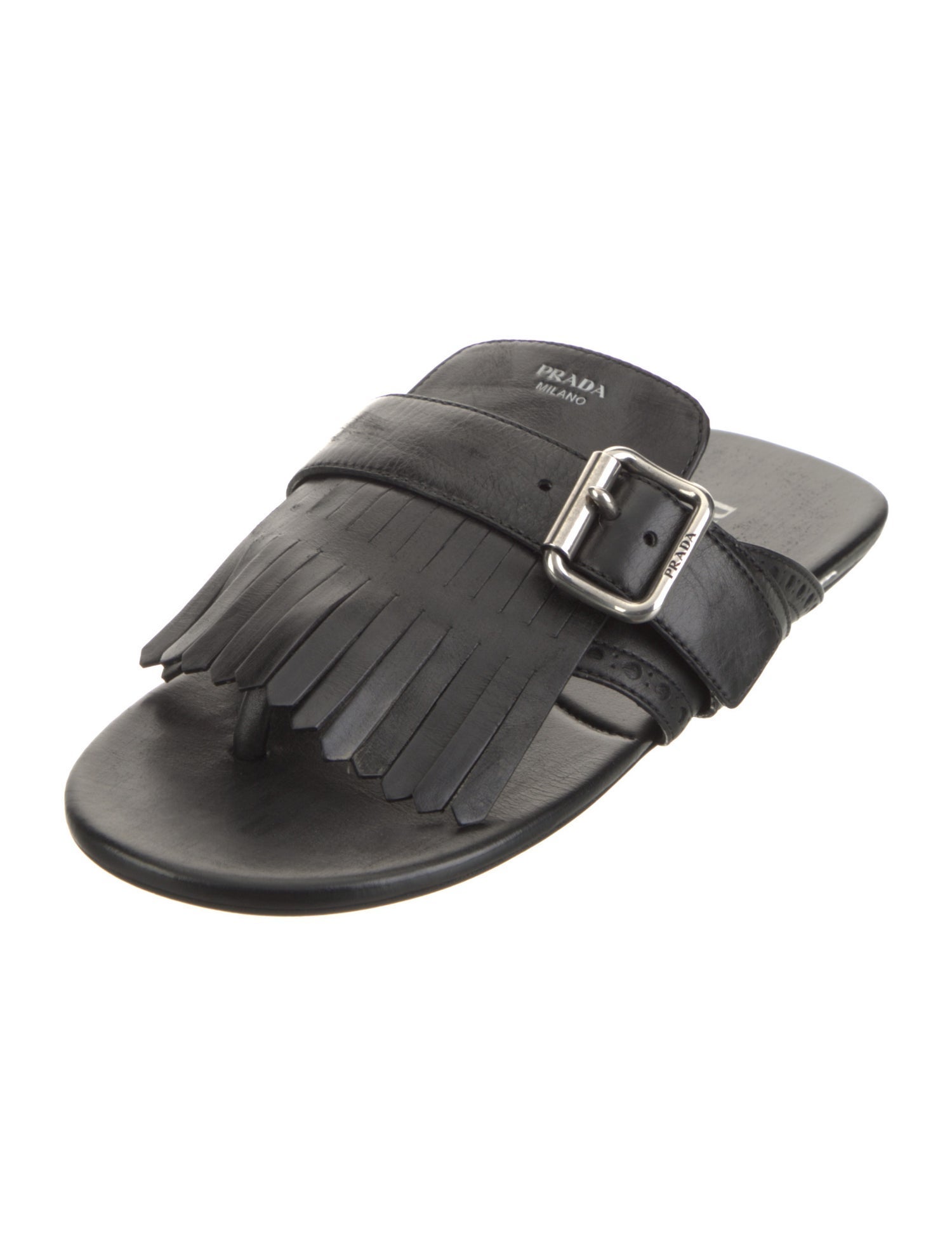 Prada Cashmere Crochet Trim Slides