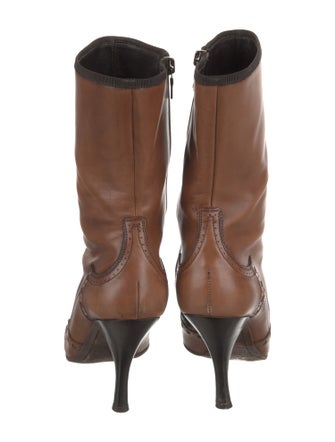 Prada Leather Bow Accents Sock Boots