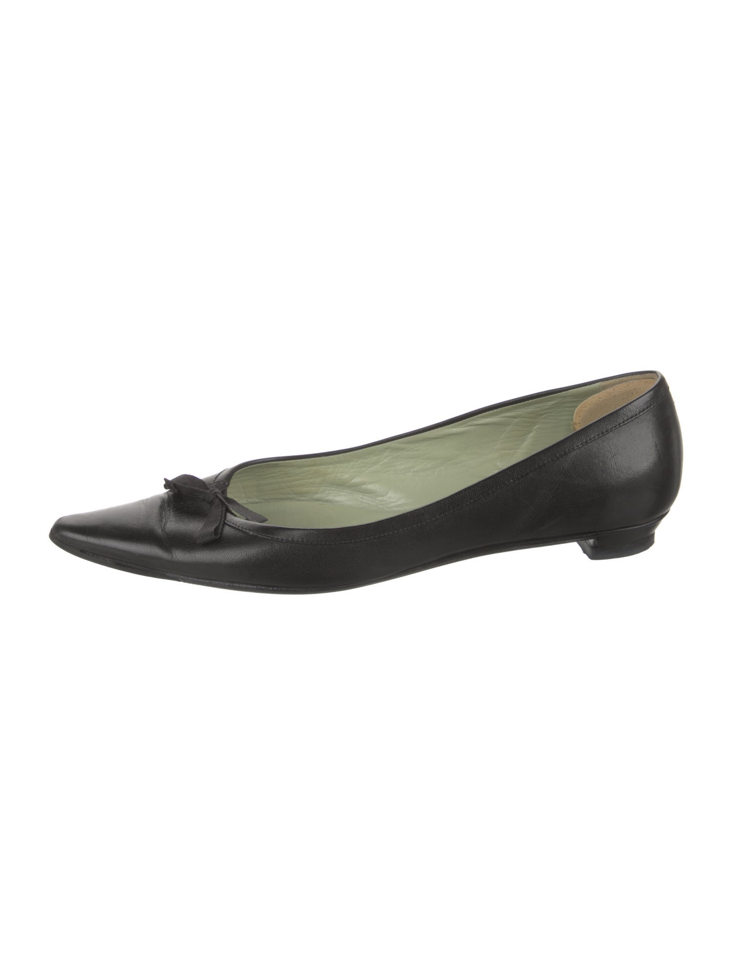 Prada Leather Bow Accents Ballet Flats