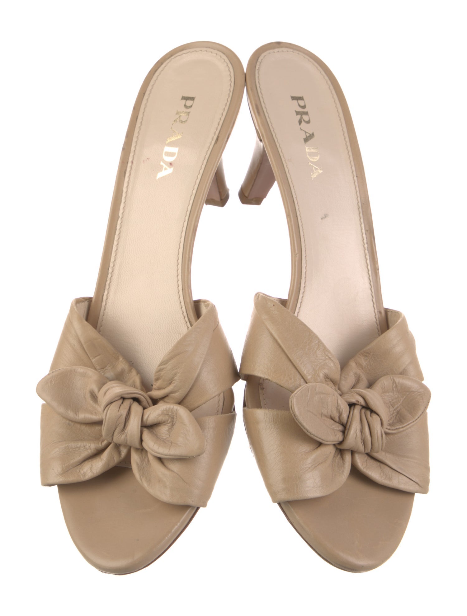 Prada Leather Bow Accents Slides