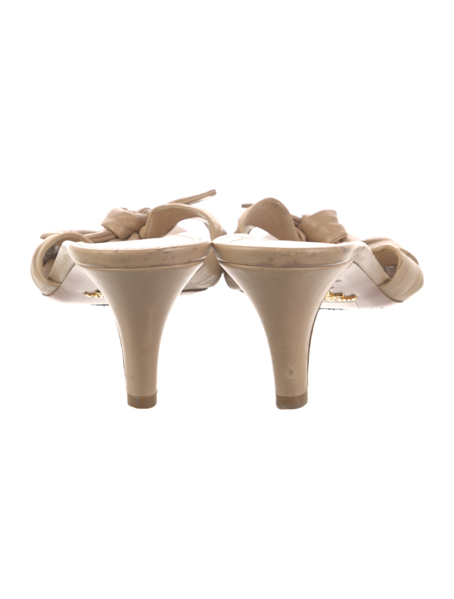 Prada Leather Bow Accents Slides