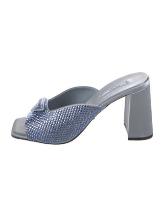 Prada Satin Crystal Embellishments Slides