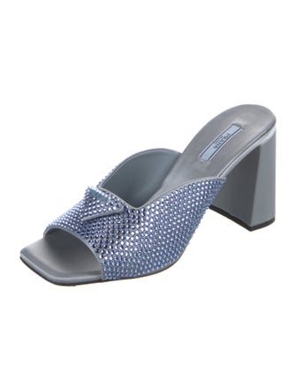 Prada Satin Crystal Embellishments Slides