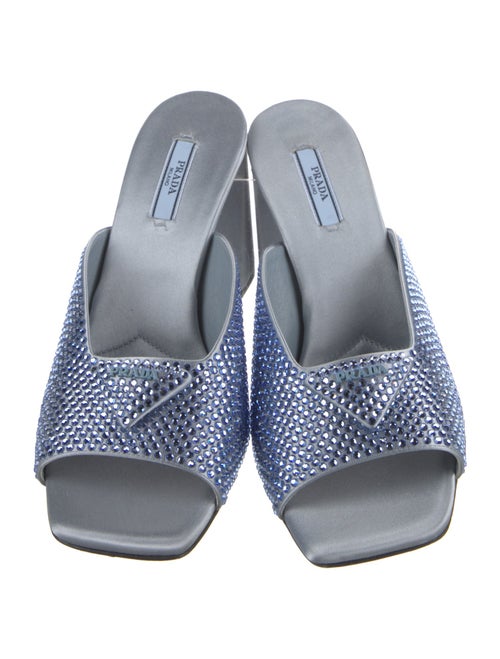 Prada Satin Crystal Embellishments Slides