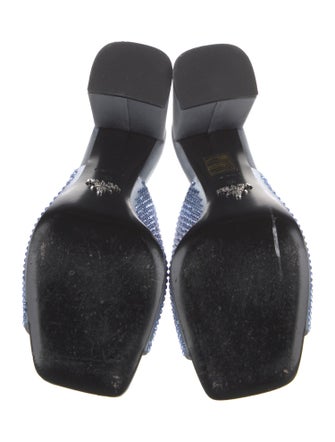 Prada Satin Crystal Embellishments Slides