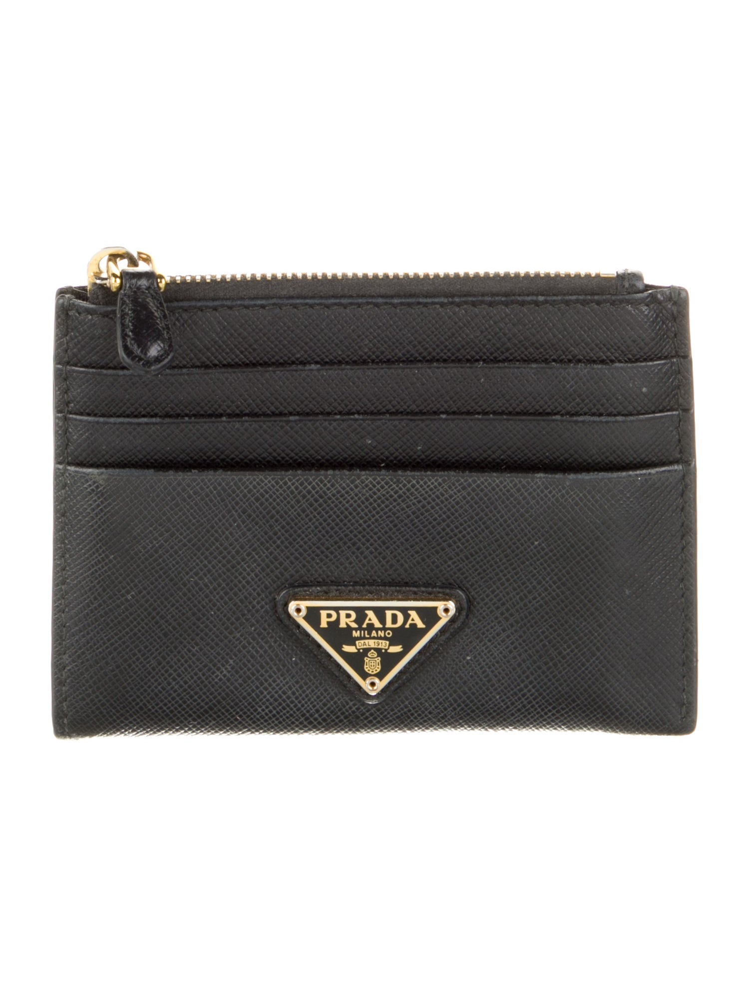 Prada Saffiano Triangle Leather Wallet