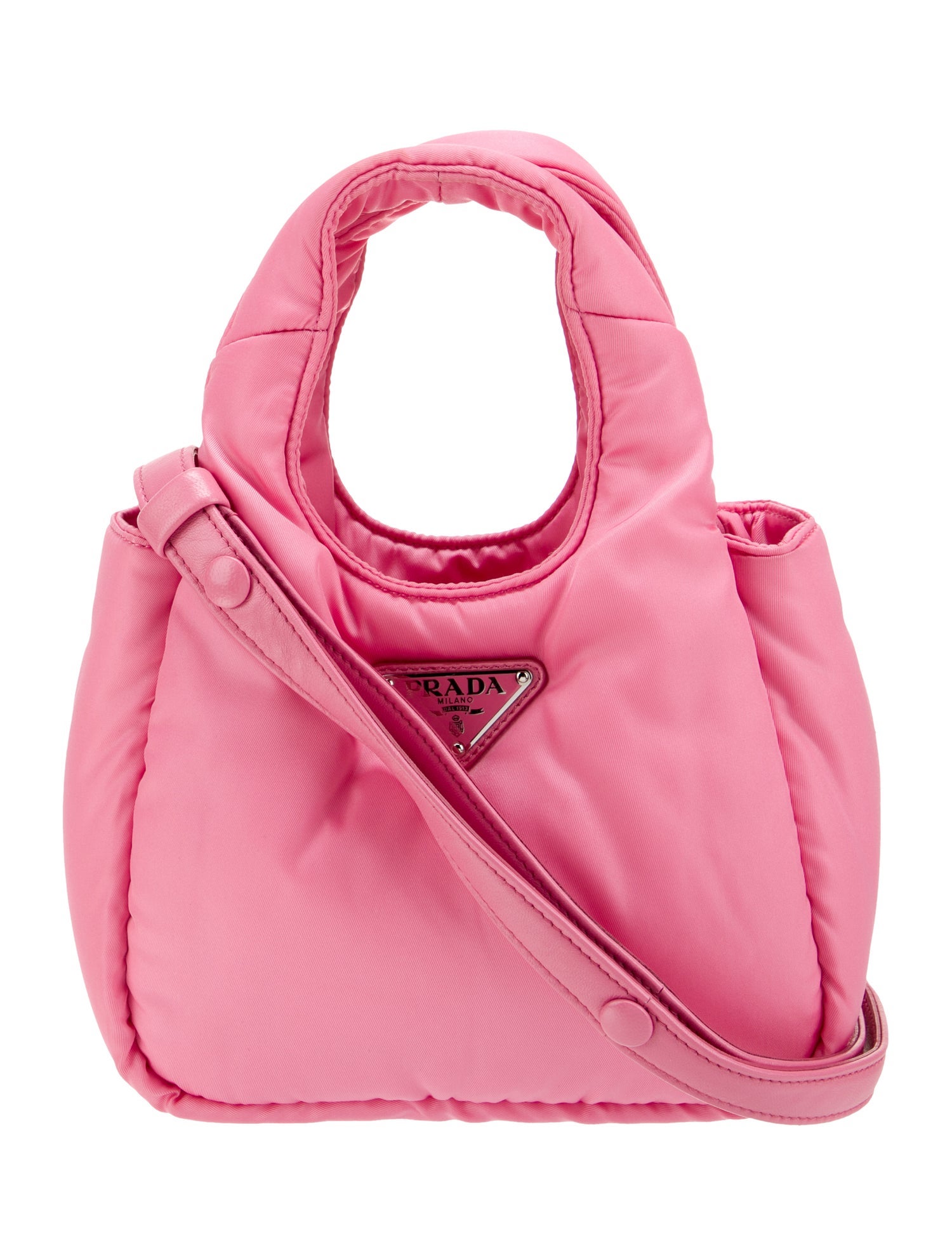 Prada Enameled Metal Triangle Padded Small